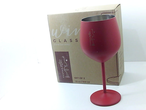 Gusto Nostro Stainless Steel Wine Glasses Red 18 Oz Set of 2