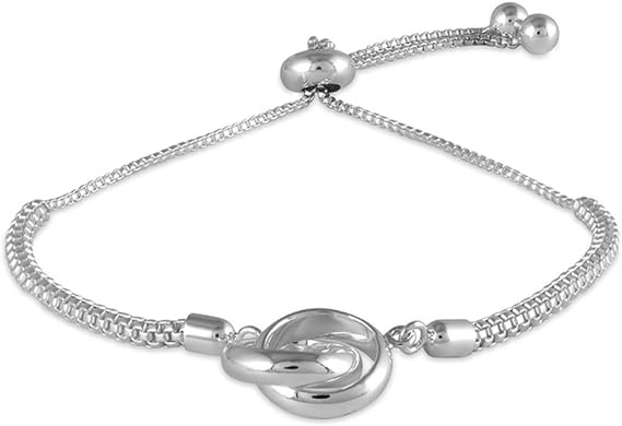 Lecalla 925 Sterling Silver Jewely Interlocking Infinity Bracelet for Women Teen