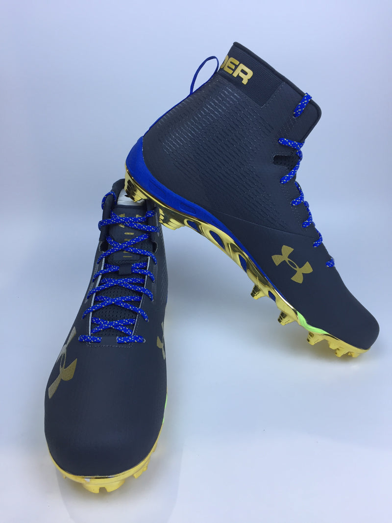 Men Under Armour Football Cleats Team Spine Hammer Mc W 3020000 108 Sty/pwb/gdr Size 13.5