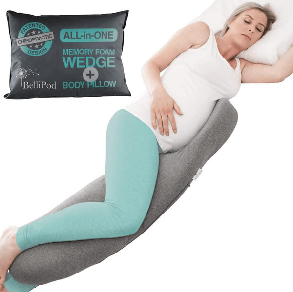 2 in 1 Pregnancy Pillows - Chiro Designed Maternity Pillow with Cotton Cover, Pregnancy Body Pillow & Pregnancy Wedge to Support Belly, Knees and Hips - Portable Full Body Pillow for Pregnant Women Color Gray Marle Size 47 x 12 x 7 inches