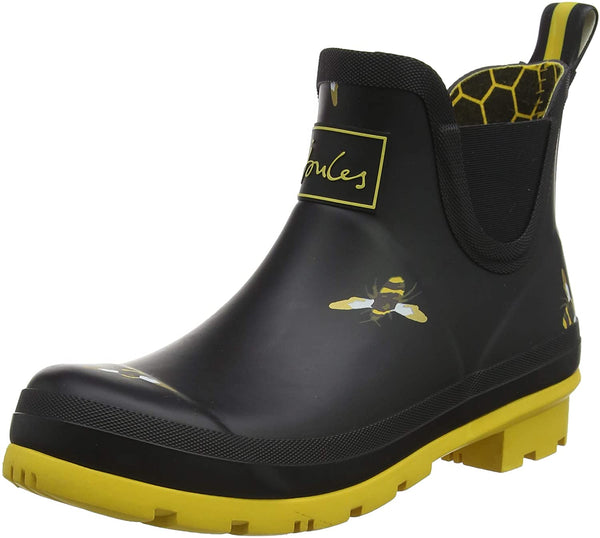 Joules Women's Wellibob Rain Boot, 12 UK/8 us Color Black Metallic Bees Size 7