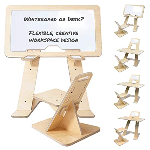 Adjustable Kids Desk & Chair Set Converts to a Magnetic Whiteboard Easel