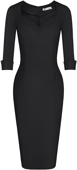 Muxxn Women's Gorgeous High Waist Slim Homecoming Date Dress Black Large