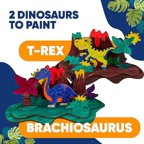 Dinosaur Painting Kit for Kids Paint Your Own Wooden Dino Model Arts Crafts Gift