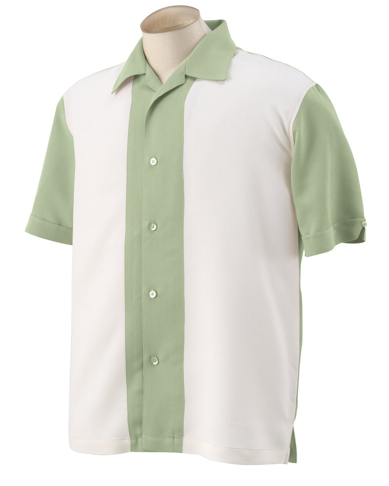 Harriton Men's Two Tone Bahama Cord Camp Shirt 2XLarge Green Mist Crem