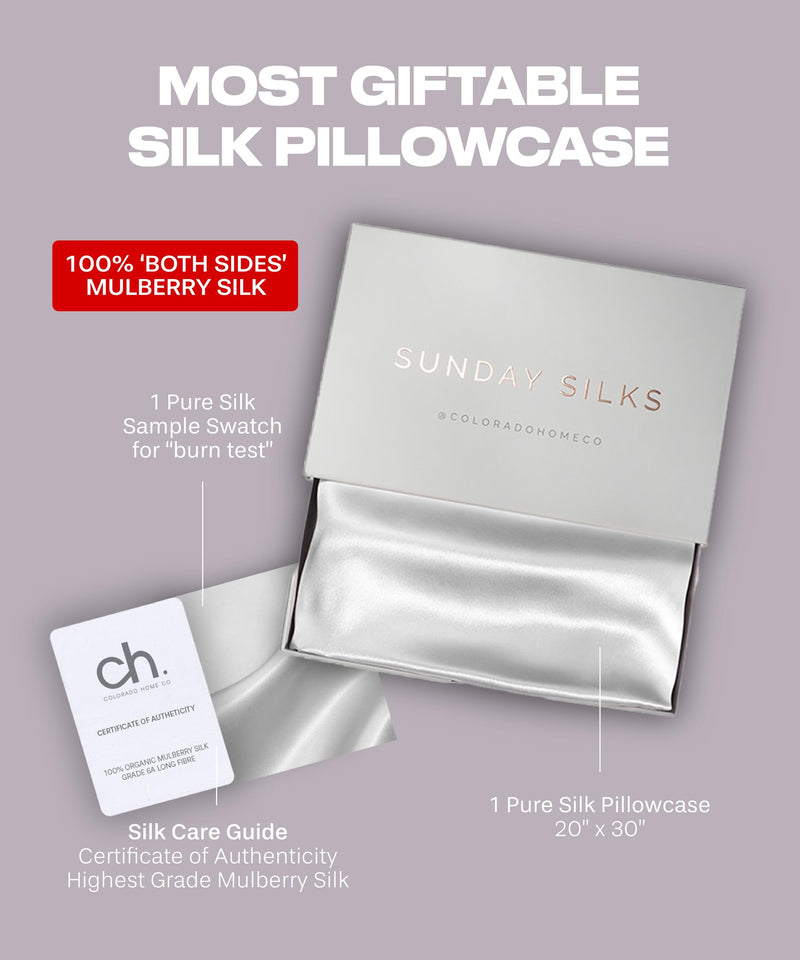 Colorado Home Co Mulberry Silk Pillowcase Anti Acne Queen Size Pure White