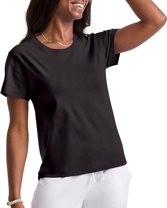 CRZ YOGA Women Classic Round Neck T-Shirt Size Large Black