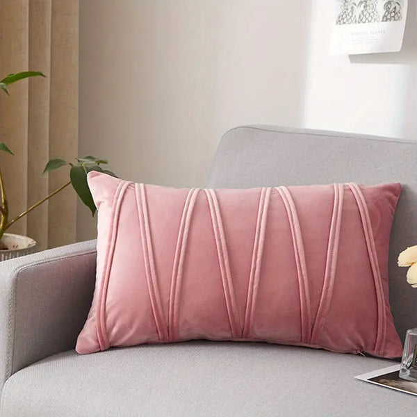 2 Piece Living Room Sofa Cushion Dutch Wool Irregular Stripe Back Pillow Pink
