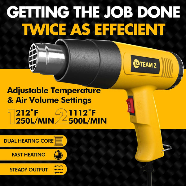 Team Z Heat Gun Kit Color Yellowblack Size 1800w