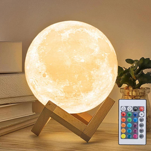 Mydethun 16 Colors Led 3d Moon Lamp With Wooden Stand, 5.9 Inches - Valentine's Gfit For Women, Led Night Light Lamp For Kids, Girls, Bedroom, Usb Charging, Home Decor With Remote Control 5.9 Inch 16 Colors Color 16 Colors Size 5.9"
