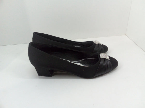 Easy Street Women Eloise Dress Pump Black Satin Black Leather Sole 7 W Us Pair of Shoes