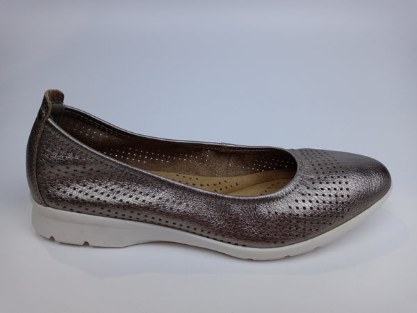 Clarks Jenette Ease Ballet Flat Metallic Leather 5 Medium Pair Of Shoes