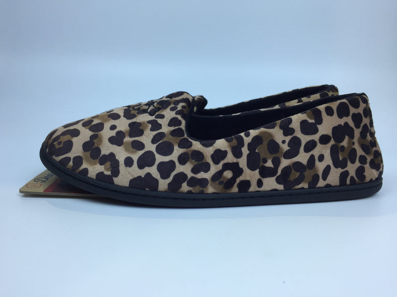 Dearfoams Women's Back Slipper With Wide Widths, Leopard 11 12 Pair of Shoes