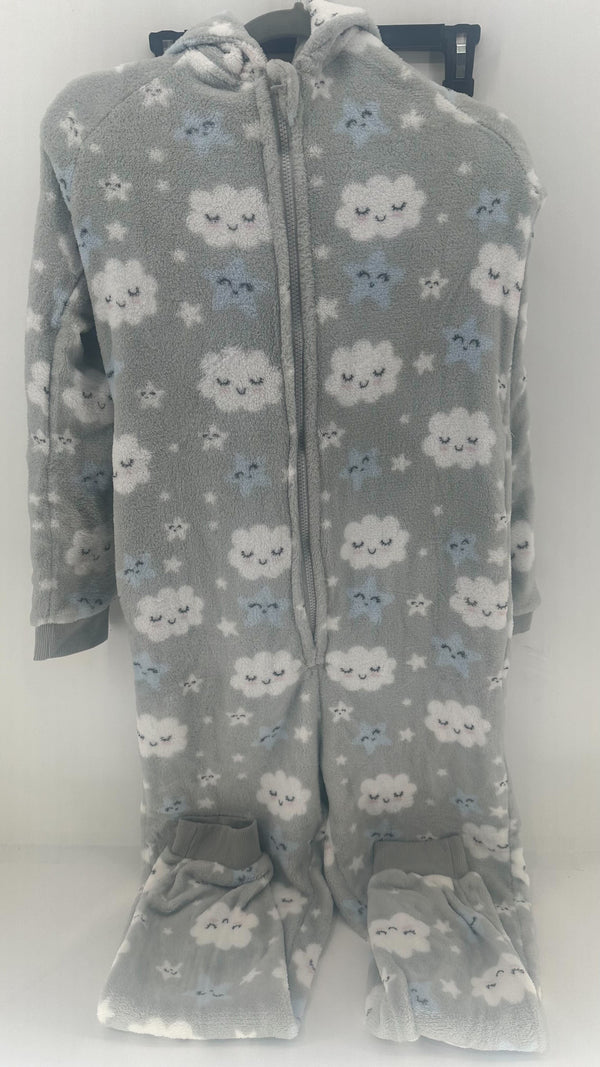 Team Hardy Womens Grey Clouds Onesie Regular Zipper Sleepwear Color Light Grey Size Small