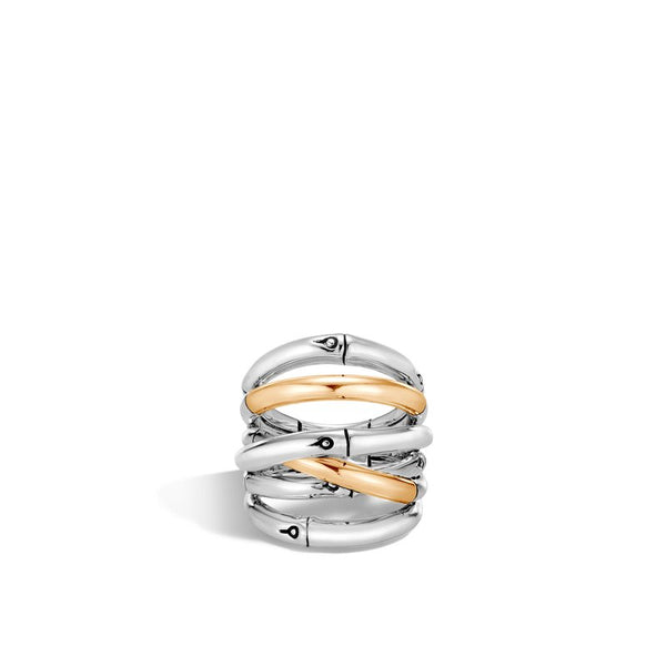 JOHN HARDY Bamboo Ring in Silver and 18K Gold-Size: 7