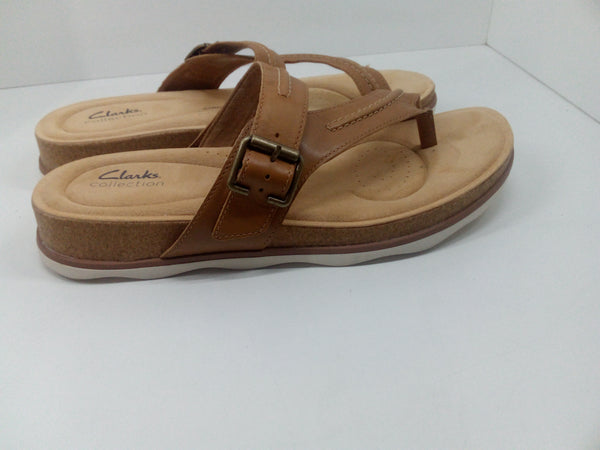 Clarks Brynn Madi Flat Sandal Light Tan Leather 12 Medium Pair Of Shoes