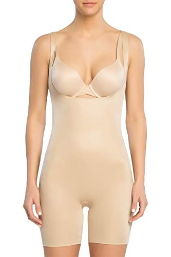 Spanx Womens Power Concealher Openbust Midthigh Bodysuit Natural Size Xlarge
