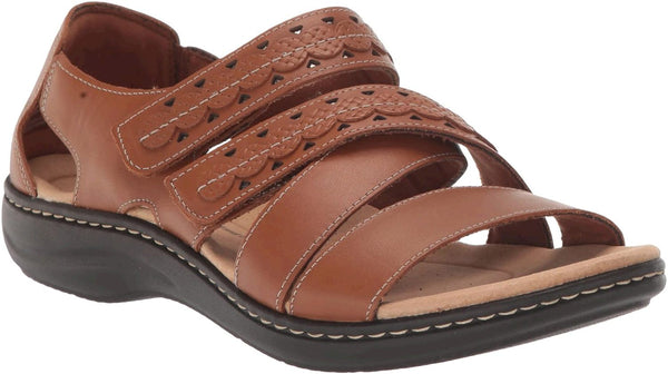 Clarks Men's Laurieann Holly Flat Sandal 9 Wide Tan Leather Size 9 Wide