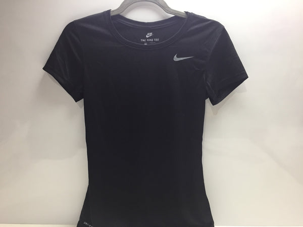 Nike Women's Dri Fit Knit Running T-Shirt Black Heather Grey XS