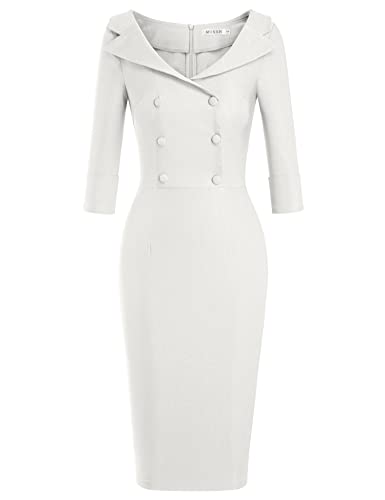 MUXXN Women's Loose Plus Size Stretchy Dresses White Dress Off White XLarge
