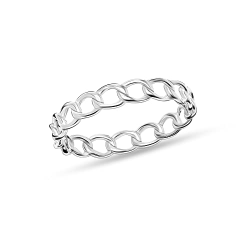 Lecalla 925 Sterling Silver Rings for Women Hypoallergenic Chain Ring Size 8