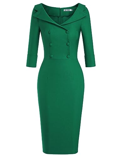 Muxxn Ladies Celebrity Classy Half Sleeve Tea Length Dress Green Large