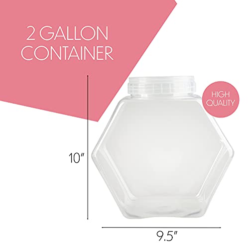 Upper Midland Products 2Gallon Hexagon Canister Container Jar Bucket With Lid Clear