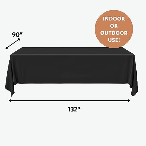 12 Pcs Black Rectangular Linen Polyester Fabric 60 X 102 Inch for 6 Foot Table