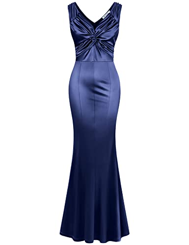 Muxxn 50s Style Dresses for Women Plus Size Party Gown Dress Navy Blue XXLarge
