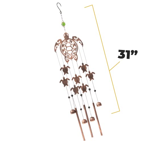 VP Home 31" H Wind Chimes For  Outside Unique  Outdoor Turtles Tribal Rustic Copper