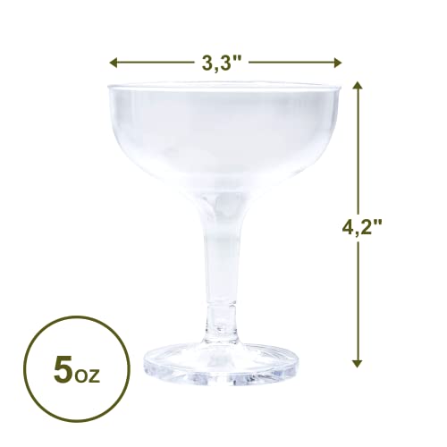 Upper Midland Products Acrylic Champagne Coupe Glasses Set of 35 Sturdy Tower