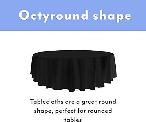 Upper Midland Products 6 Pack Black Round Paper Tablecloths 82 Plastic Backing