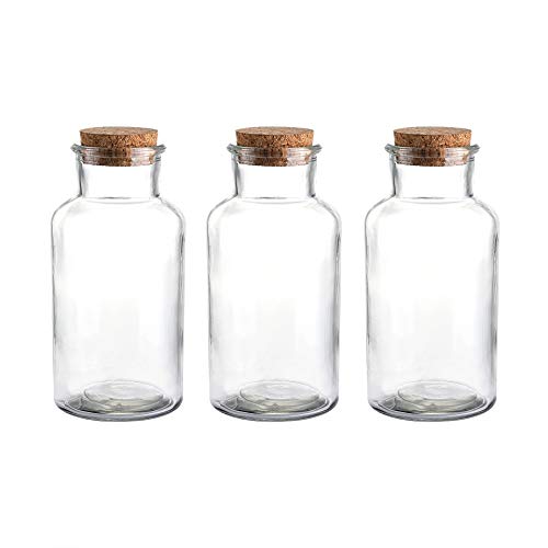 Whole Housewares Clear Glass Apothecary Jars-Cotton Jar-Bathroom Storage Set of