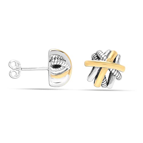 Charmsy 925 Sterling Sliver 18k Gold Plated Crossover Earrings for Women Teen