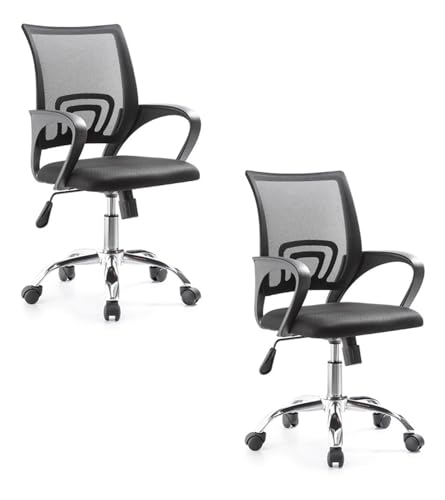 Ergonomic Executive Chairs Set of 2 Height for Dining and Office Use Black