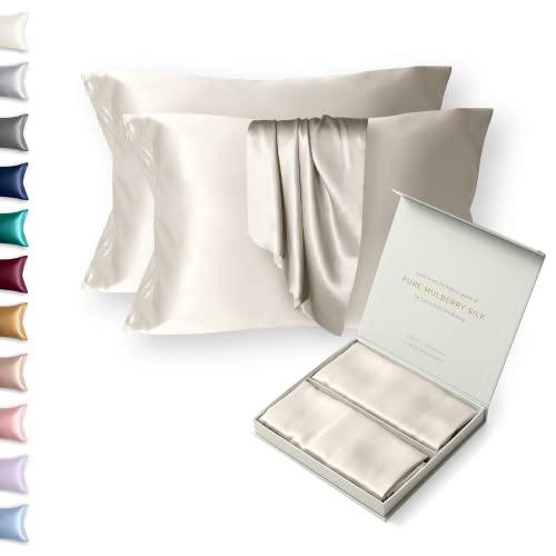 Colorado Home Co 2 Pack Silk Pillowcases Queen Size 100% Mulberry Off White