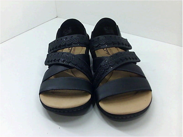 Clarks Men's Laurieann Holly Flat Sandal 7.5 Black Leather Size 7.5 Pair Of Shoes