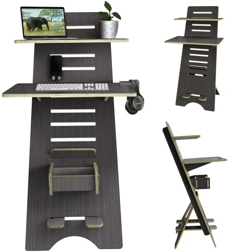 ecotribe Modern Height Adjustable 2 Tier Desk for Small Spaces - Compact Narrow 30" Sit to Stand Up Desk - 2 Tier Desk for Small Spaces - Easy Adjustable Standing Desk for Study & Home Office