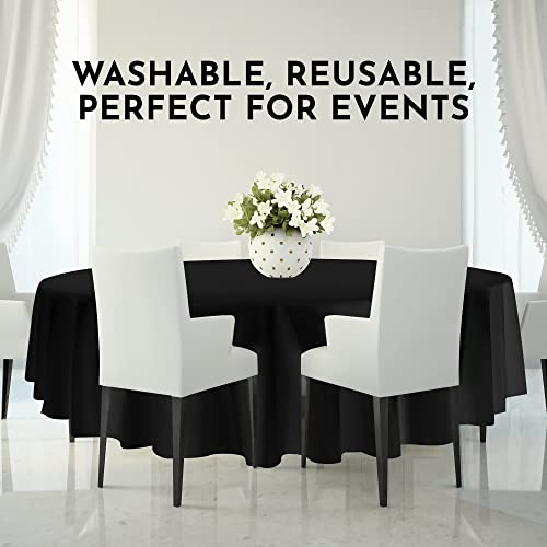 Upper Midland Products 12 Pcs 120 Inch Black Round Tablecloths Machine Washable