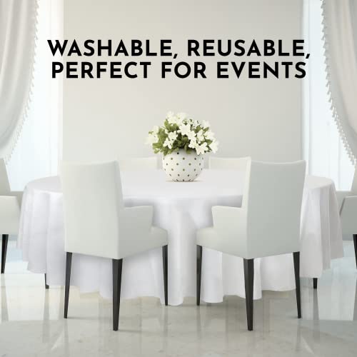 Upper Midland Products 12 Pcs 120 inch White Round Tablecloths Linen Polyester