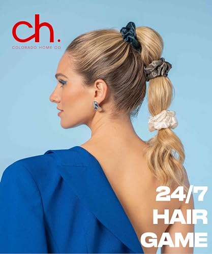 Ch Black Silk Scrunchie for Hair Sleep No Damage Thin Hair Accessories