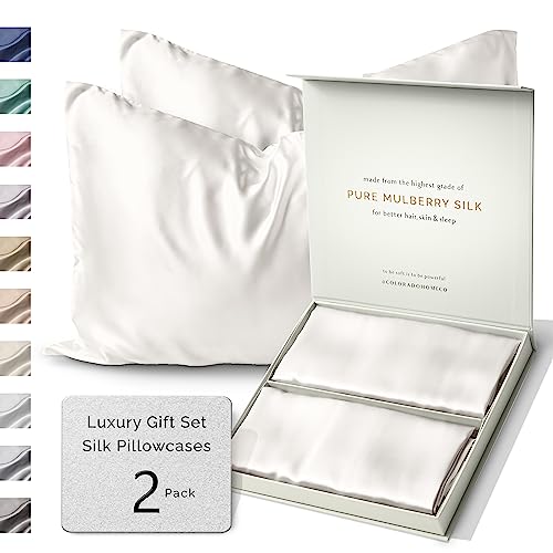 Colorado Home Co King Size Silk Pillowcase 2 Pack Off White 100% Mulberry Silk