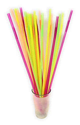 17 Inch Mammoth Bendy Straws Assorted Neon Pack of 200