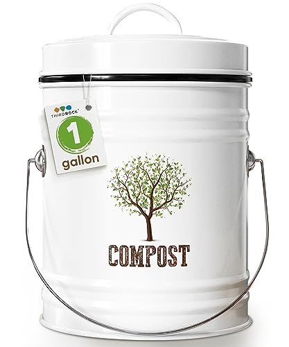 Kitchen Compost Bin, 1.3 Gallon Countertop Compost Bin with Lid, Indoor Compost  Bucket includes Inner Bucket Liner and Carbon Filter, Small Compost Bin  with Compostable Bags, Recycle Bin for Food Was 