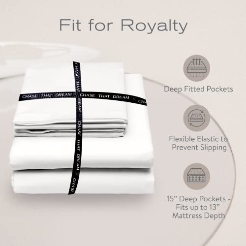 Colorado Home Co Mulberry Silk Bed Sheets Set King Size Pure White 4pcs