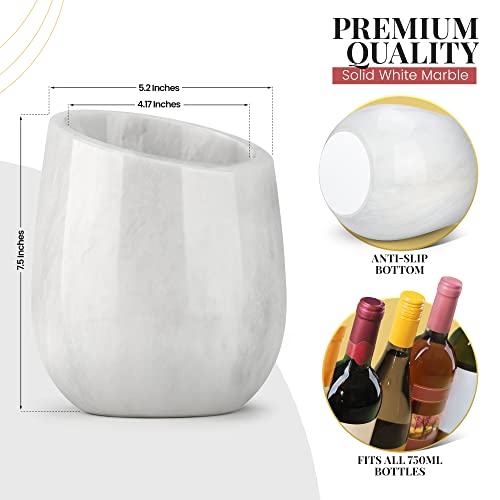 Gusto Nostro Marble Wine Chiller Bucket Keeps Bottles Cold Elegant Décor White