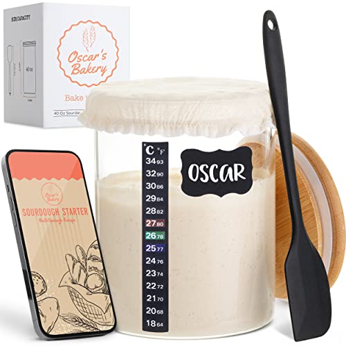 Complete Sourdough Bread Starter Kit, Glass Sourdough Starter Jar Kit & Tons of Sourdough Bread Baking Supplies - Sourdough Starter Kit Includes