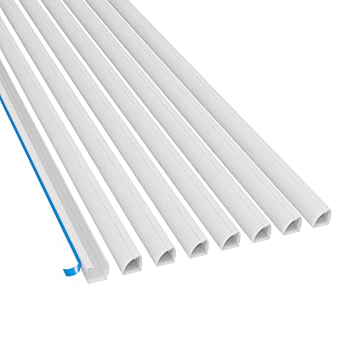  D-Line 75' White Cord Cover, Half Round Cable Raceway,  Paintable Self-Adhesive Cord Hider, On Wall Cable Hider, Cable Management -  15x 0.78 (W) x 0.39 (H) x 60 Lengths (75' Pack) 