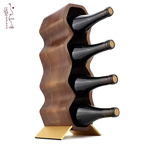 Gusto Nostro Wood Wine Rack, 7 Bottle, 2 Tier Wooden Wine Racks Countertop Free Standing Shelf - Wine Bottle Holder Stand for Home Bar Tabletop, Cabinet Inserts, Kitchen, Wine Cellar Storage (Acacia)