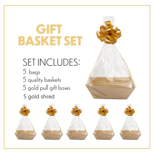 Gift Basket Kit 5 Empty Baskets Bags Bows Shred Filler Upper Midland Products